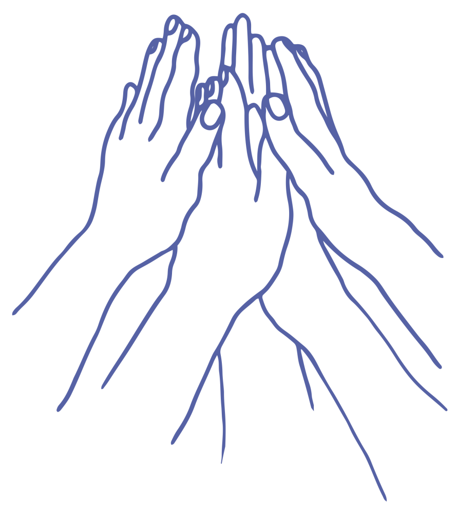 Drawing of hands coming together